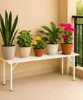 Ecofynd White Heavy-Duty Metal Plant Stand – Stable Multi-Pot Organizer