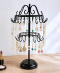 ecofynd Ecofynd Rotating 2 Tier Jewelry Organizer Stand with 40 Hooks (Black)