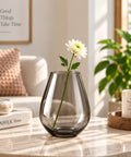 ecofynd Glass Vase for Flowers & Decor – Diamond Shaped | Clear Gray