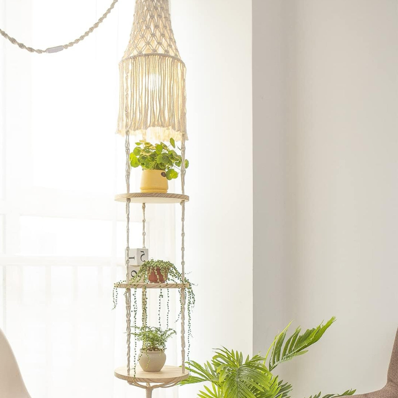 3 Tier Plant Hanger with Cotton Chandelier