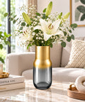 ecofynd Glass Vase for Flowers & Decor – Clear Oval Shape | White
