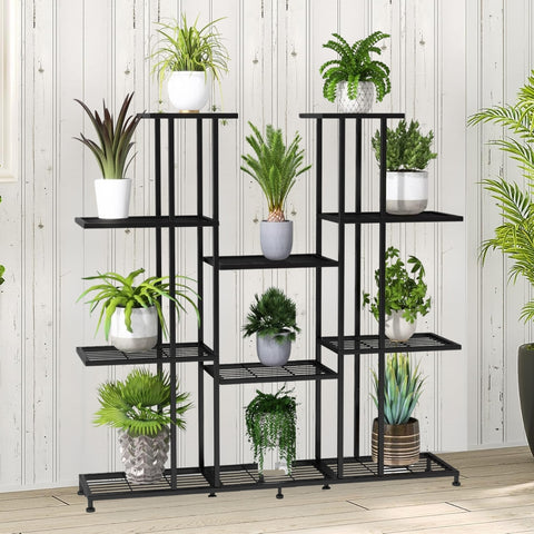 indoor planter with metal stand Zura 11-Tier Metal Planter Stand – Modern Vertical Display Rack – Ecofynd