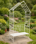 ecofynd Ecofynd White Arbor 2 Seater Garden Bench for Outdoors Hut Shaped