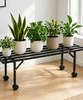 ecofynd Scot 35 Inch Plant Stand with Wheels for Balcony (Black)