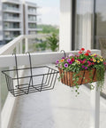 ecofynd 2 Pack 16 Inches Metal Hanging Flower Pot Stand For Railing Planter