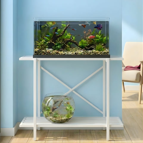 ecofynd 2-Tier White Fish Tank Stand