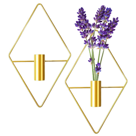 diamond hanging planter Diamond Shape Wall Hanging Planter – Gold Metal (Set of 2) – Ecofynd