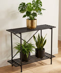 ecofynd Eric Jr Metal Black Plant Stand – 2 Tier Utility Display for Home & Garden