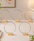 ecofynd 5 Piece Circle 10 Inch Metal Craft Hoops with Wood Holder