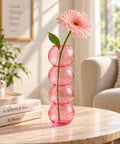 ecofynd Quad Bubble Pink Glass Vase – Modern, Minimalist & Versatile