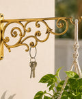 ecofynd Golden Finish Aluminium Wall Plant Bracket – Heavy-Duty Long Hook