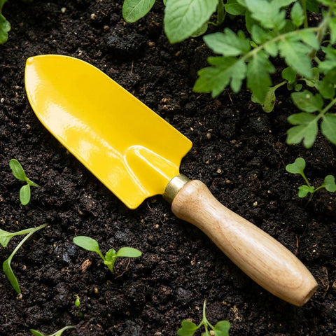 ecofynd Gardening Transplanter Hand Tool – Compact Metal Trowel with Wooden Handle