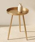 ecofynd Multipurpose Aurelia II Foldable Golden Metal Coffee Table (3 Legs)