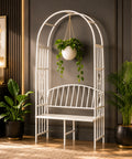 ecofynd Wide Garden Arch with Bench – Elegant Metal Arbor for Climbing Plants
