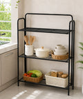 ecofynd 3-Tier Multipurpose Foldable kitchen rack Heavy Duty Metal Storage Rack for Kitchen Organizer