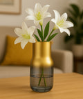 ecofynd Glass Vase for Flowers & Décor – Clear Oval Shape | White