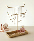 ecofynd Ecofynd 2-Tier Jewelry Hanger Stand with Storage Tray (Golden)