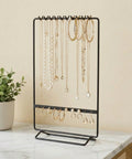 ecofynd Ecofynd 2-Tier Black Metal Jewelry Organizer Stand with 11 Hooks & 10 Earring Holes
