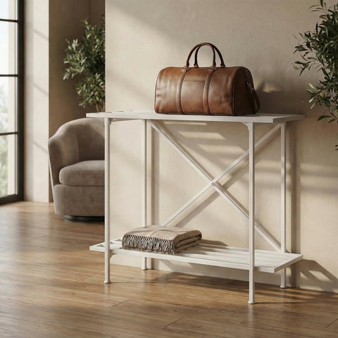 ecofynd 2-Tier White Metal Luggage Rack