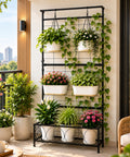 ecofynd Black Plant Stand with Trellis