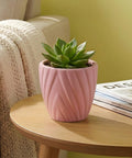 ecofynd Ecofynd Pink Twisted 4 Inch Ceramic Cachepot Planter for Indoor Plants