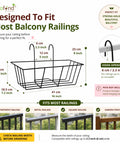 ecofynd 5 Pack 16 Inches Metal Hanging Flower Pot Stand For Railing Planters
