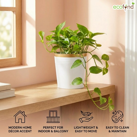 Ecofynd White Bucket Metal Planter