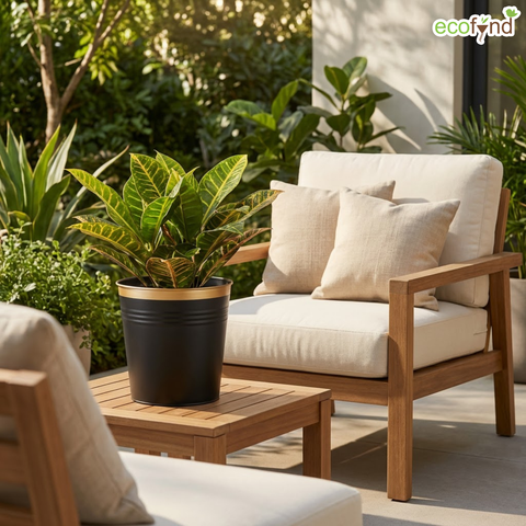 Ecofynd Black Bucket Metal Planter