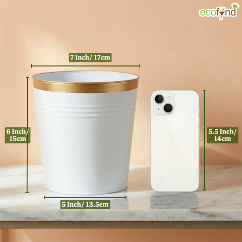 Ecofynd White Bucket Metal Planter