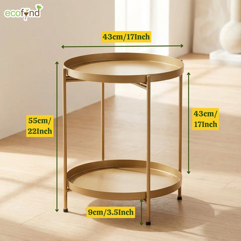 ecofynd Ecofynd Multipurpose AureoNest Gold 2-Tier Side Table