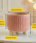ecofynd Ecofynd Pink 3.5 Inch Ribbed Ceramic Cachepot Planter with Drainage Hole
