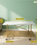 ecofynd Modern 2-Tier Centre Table (35 Inch, White & Gold Metal Frame)