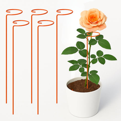ecofynd Orange Metal Plant Trellis – 18 Inch Rust-Resistant Stake
