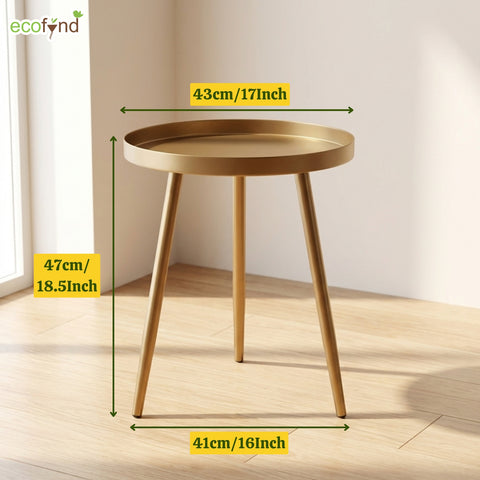 ecofynd Multipurpose Aurelia I Foldable Golden Metal Coffee Table (3 Legs)