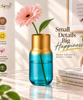 ecofynd Glass Vase for Flowers & Decor – Clear Tumbler Shape | Aqua & Gold