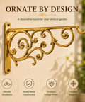 ecofynd Golden Finish Aluminium Wall Plant Bracket – Heavy-Duty Long Hook