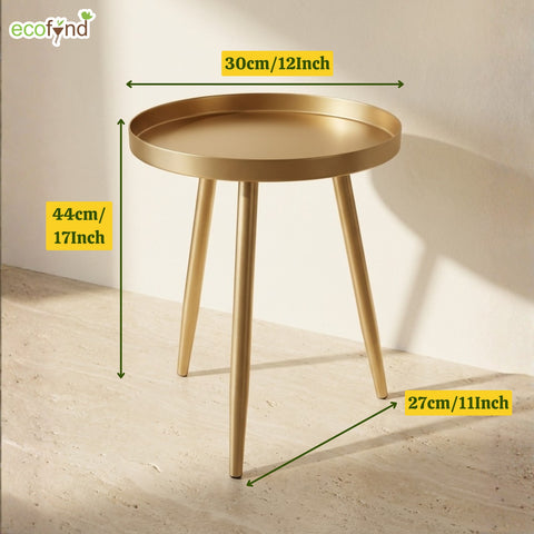 ecofynd Multipurpose Aurelia II Foldable Golden Metal Coffee Table (3 Legs)