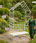 ecofynd Ecofynd White Arbor 2 Seater Garden Bench for Outdoors Hut Shaped