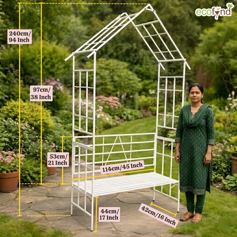 ecofynd Ecofynd White Arbor 2 Seater Garden Bench for Outdoors Hut Shaped