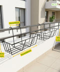 ecofynd 2 Pack 16 Inches Metal Hanging Flower Pot Stand For Railing Planter