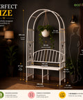 ecofynd Wide Garden Arch with Bench – Elegant Metal Arbor for Climbing Plants