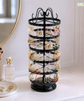 ecofynd Ecofynd 6-Tier Rotating Jewelry Organizer Stand with 144 Holes, Black Metal Earring Holder
