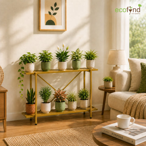 Adam Metal Plant Stand | 2-Tier Shelf for Indoor & Outdoor Use | Ecofynd