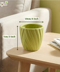 ecofynd Ecofynd Light Green Twisted 4 Inch Ceramic Cachepot Planter for Indoor Plants