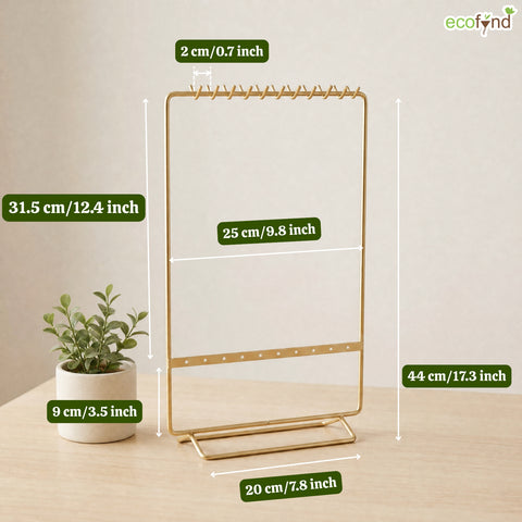 ecofynd Ecofynd 2-Tier Golden Metal Jewelry Organizer Stand with 11 Hooks & 10 Earring Holes