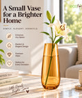 ecofynd Glass Vase for Flowers & Decor – Hourglass Shaped | Golden Tint