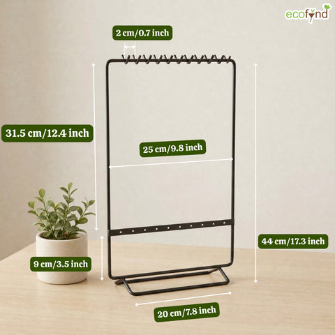 ecofynd Ecofynd 2-Tier Black Metal Jewelry Organizer Stand with 11 Hooks & 10 Earring Holes