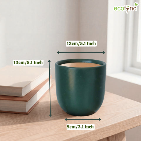 ecofynd Ecofynd Dark Green 5 inch Ceramic Cachepot Planter for Indoor Plants