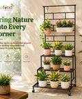 ecofynd Eden Plant Stand with Wheels for Outdoor Balcony