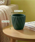 ecofynd Ecofynd Dark Green Twisted 4 Inch Ceramic Cachepot Planter for Indoor Plants